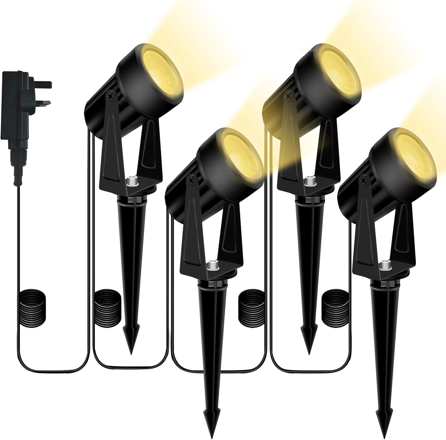 Amazon.co.jp Garden Spike Lights 46FT, Bomcosy Outdoor Spike Lights