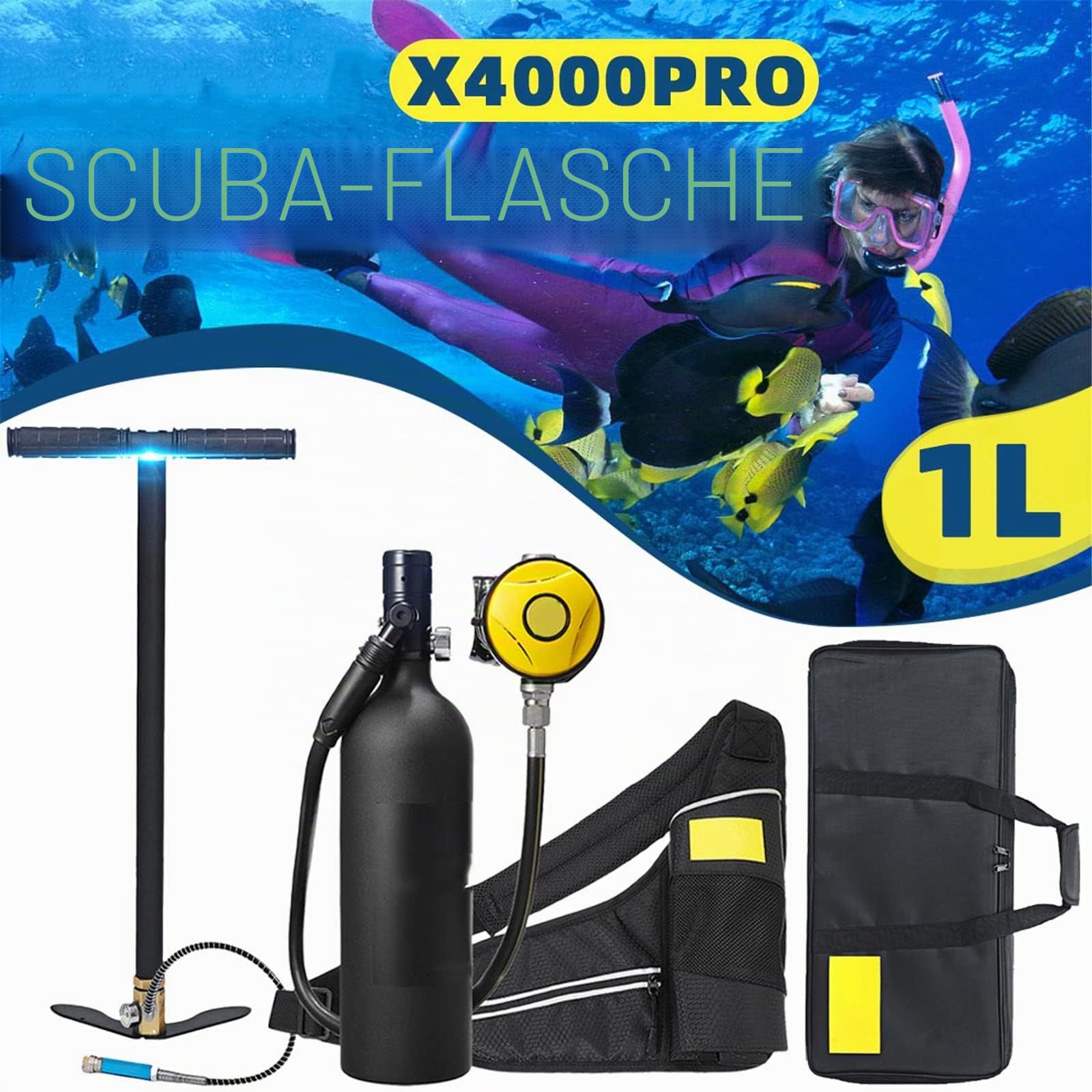 Diving Tank Ausrüstung Scuba Sauerstoffflasche Tauchen, 1L Mini Scuba Dive Cylinder Schnorchelausr Stung Sauerstofftauchg nge mit Einer Kapazit t von 15-20 Minuten das Tauchen unter Wasser