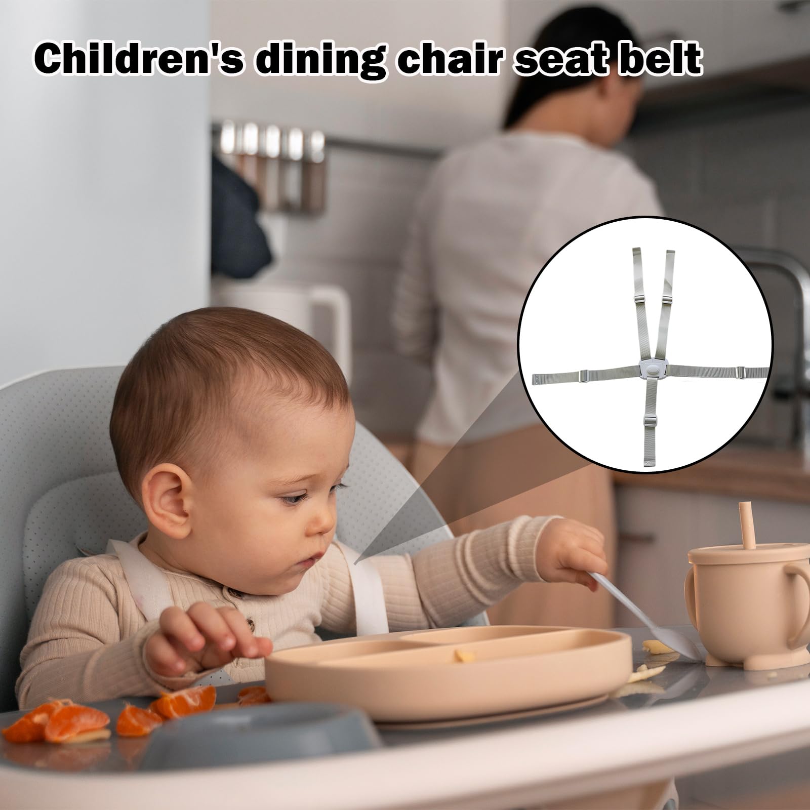 Cintura di sicurezza per seggiolone, cintura di sicurezza a 5 punti, cintura di sicurezza universale regolabile per bambini