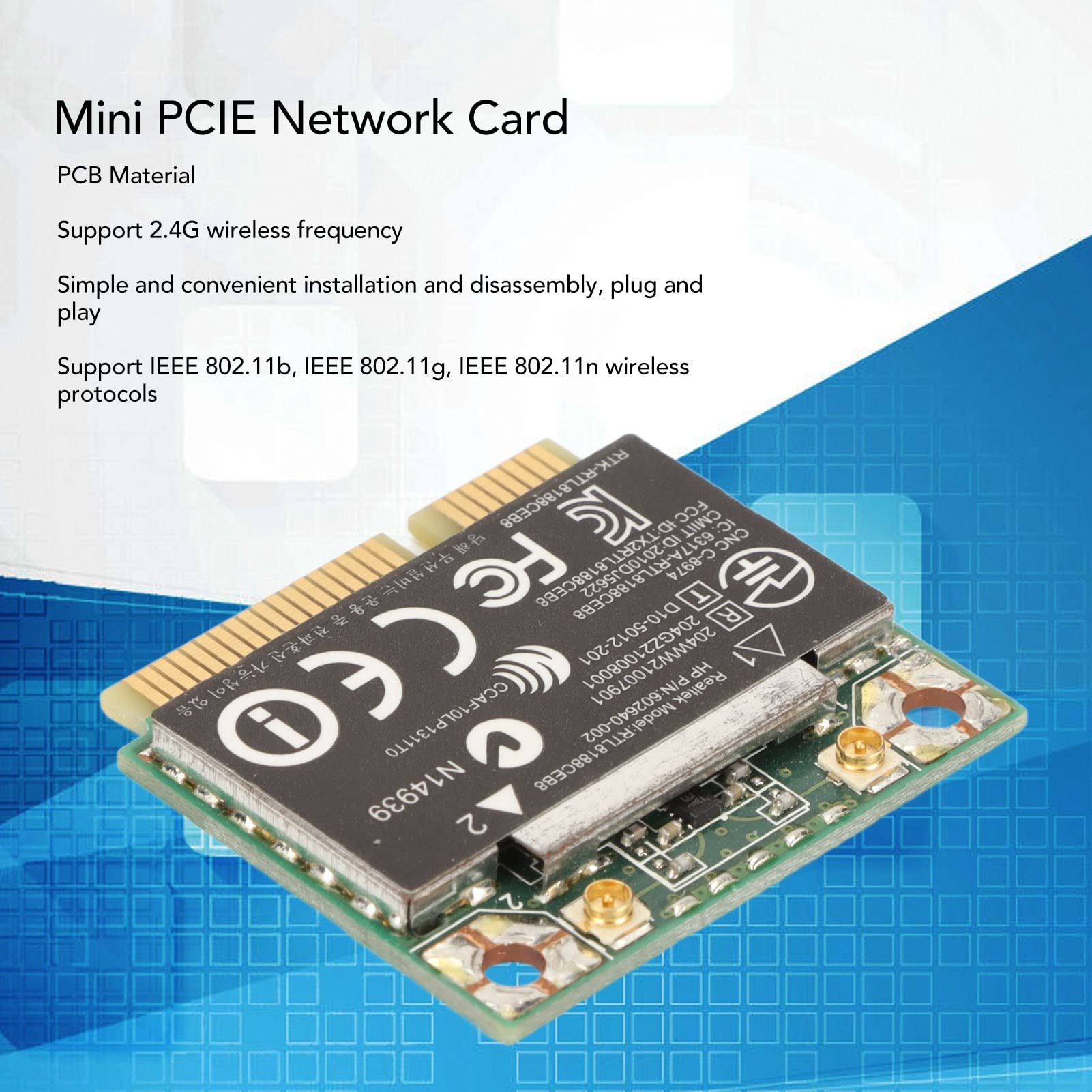 Oumij Scheda PCIe WiFi Wireless Scheda PCI-E M.2 / NGFF Scheda Passiva Scheda WiFi e BT Combo Standard Originale per Antenna 2.4 / 5G Supporto Antenna Doppia PCIe Mini Schede IEEE WLAN802.11a