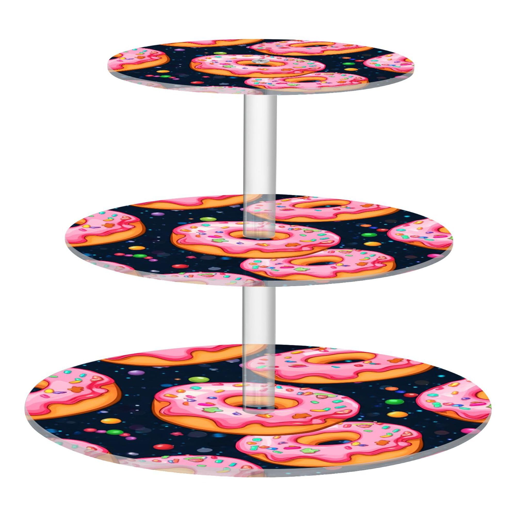 PYBUG Donuts 3 Tier Acrylic Cupcake Stands Tower,Dessert Table Display Set for Tea Party,Wedding,Birthday, Baby Shower