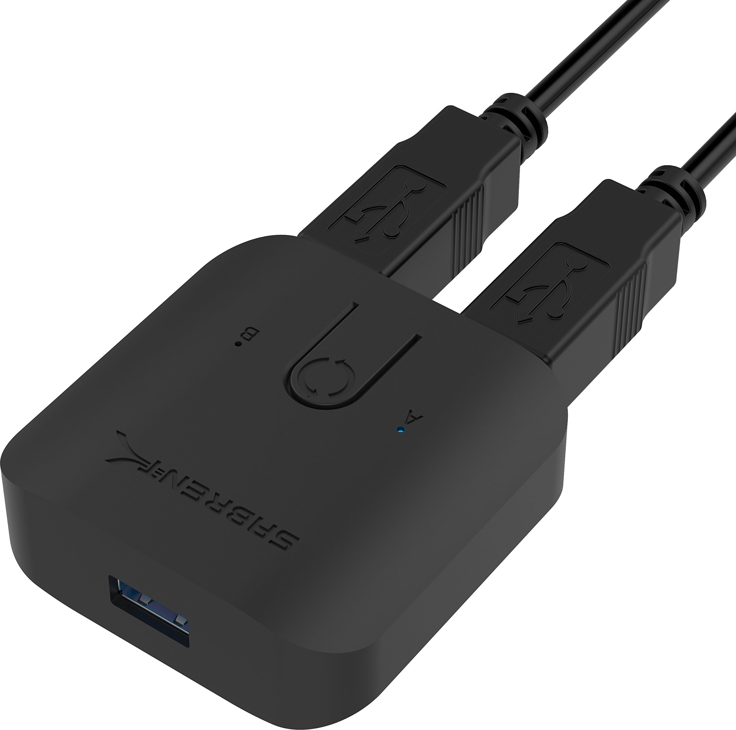 SABRENT usb kvm switch, 2 port input, 1 SuperSpeed 5gbps usb 3.0 port output, keyboard, mouse, laptop, tablet, scanner, printer 0, flash drive, Mac and Windows PC, with LED indicator (USB-SW30)