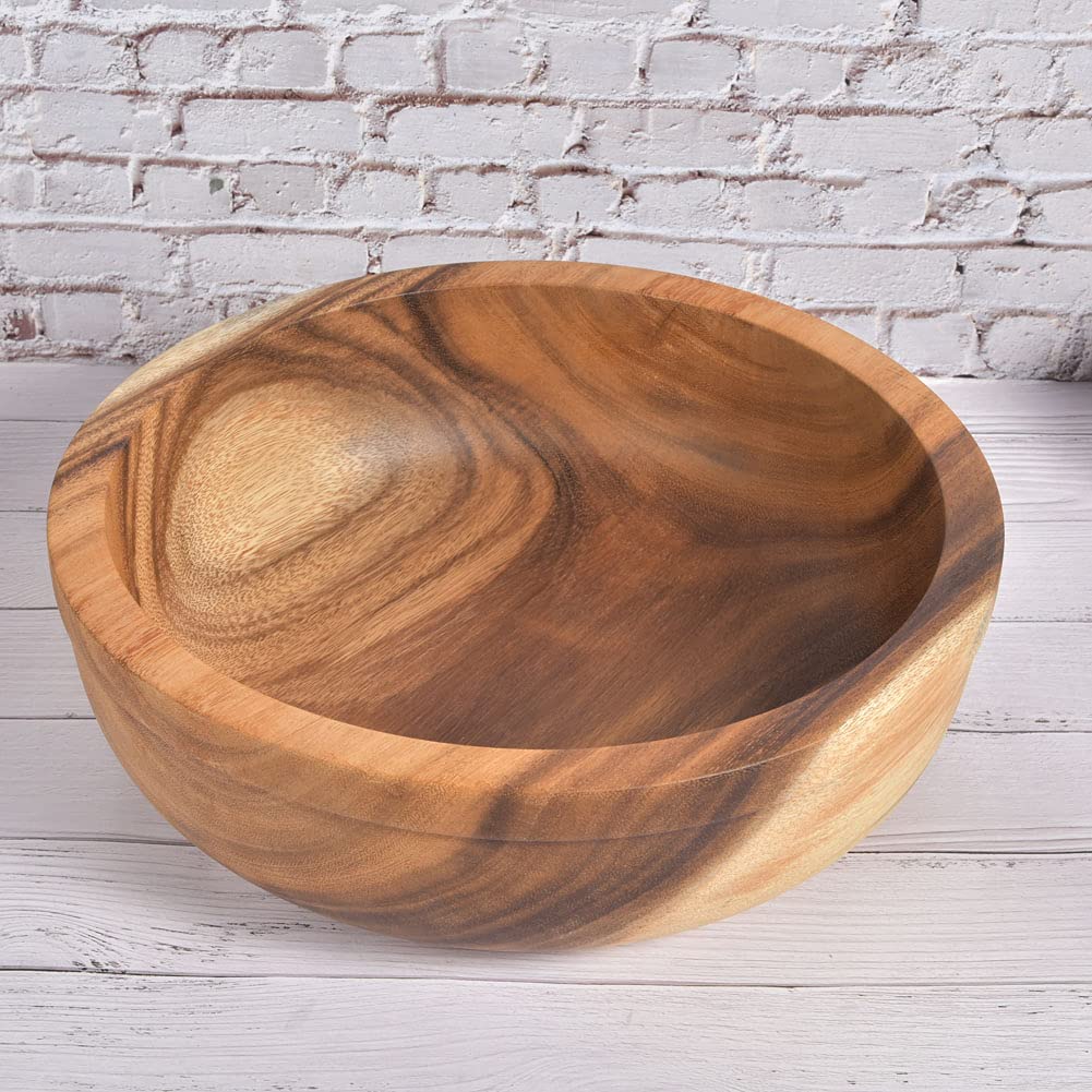 Cuenco de Ensalada de Madera para el Hogar, Cuenco de Comida de Madera, Recipiente de Comida para Sopa, Ensalada de Frutas, Utensilios de Cocina (32,5 * 10,5 cm)