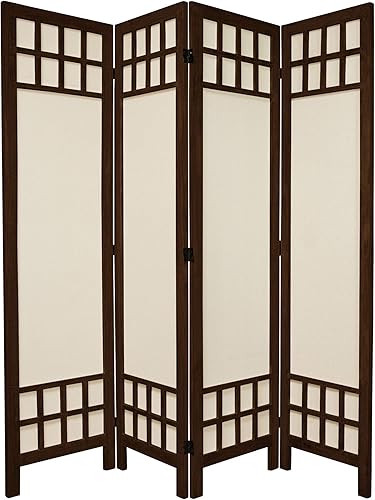 Miniatura 5 de Oriental Furniture - Divisor de habitación de tela para ventana de 5 12 pies de alto, color blanco quemado, 4 paneles
