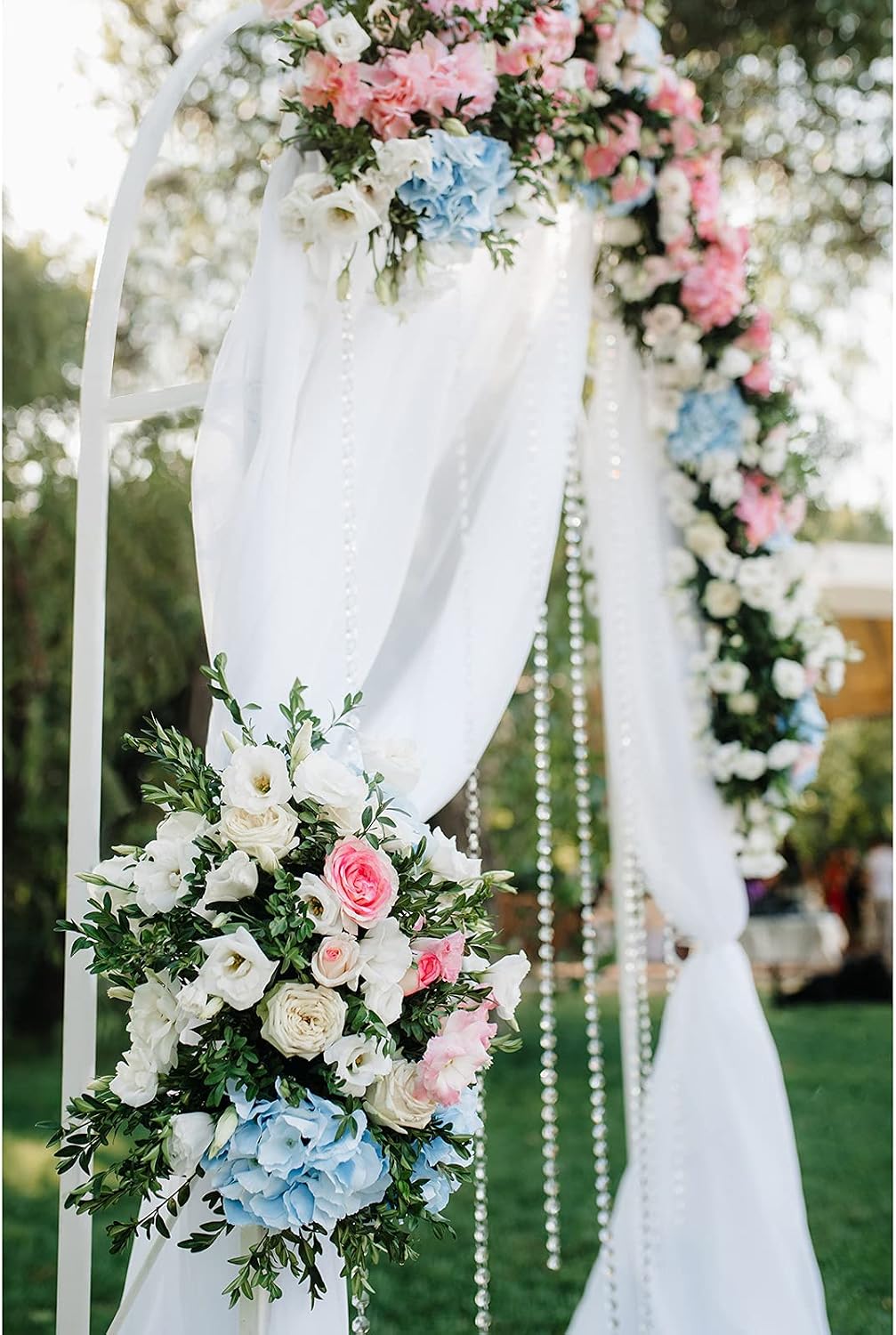 Firlar Metal Garden Arch, Wedding Arch Garden Arbor(55.1x94.5Inch) for Climbing Plant Outdoor Wedding Party Garden Patio Trellis Pergola Arbor for Garden Bridal Party Decor, White