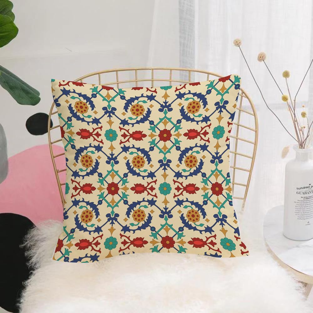 HYOSXW Cushion Cover,Throw Pillow Case Home Decorative for Living Room Bedroom Sofa Chair 16X16 Inch,Moroccan, nostalgic motifs of oriental art with floral ornaments with inspirati,Pillowcase 40X40cm