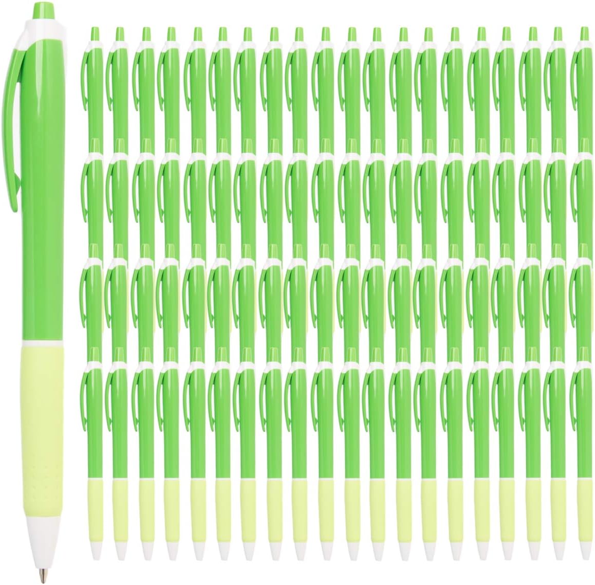 Bulk Office Pens – 100 Retractable Ballpoint Writing Instruments in Black Ink for Schools, Notebooks & Journals (Green, 100pcs)