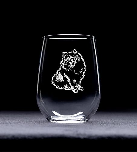Miniatura 2 de C M Pomeranian - Copa de vino sin tallo con temática de perro, 1 pieza, regalo para amantes de los perros para hombres y mujeres, 17 onzas (estilo