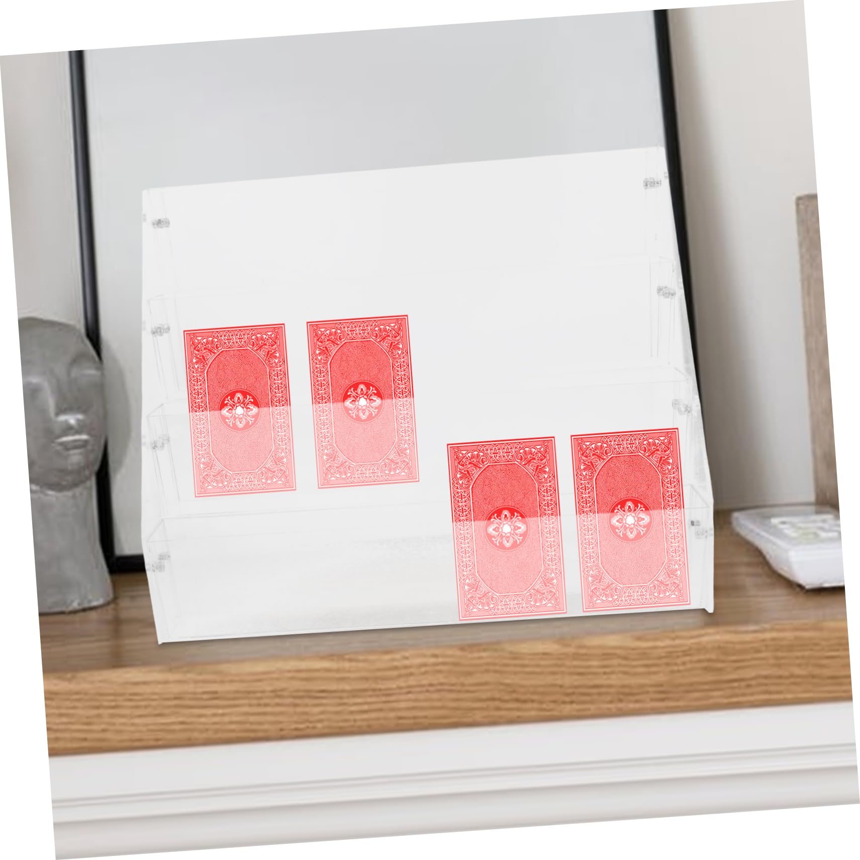 HEALLILY Espositore per carte collezionabili: espositore da tavolo in plastica trasparente a 4 livelli per carte da baseball, basket, calcio, sport, spille