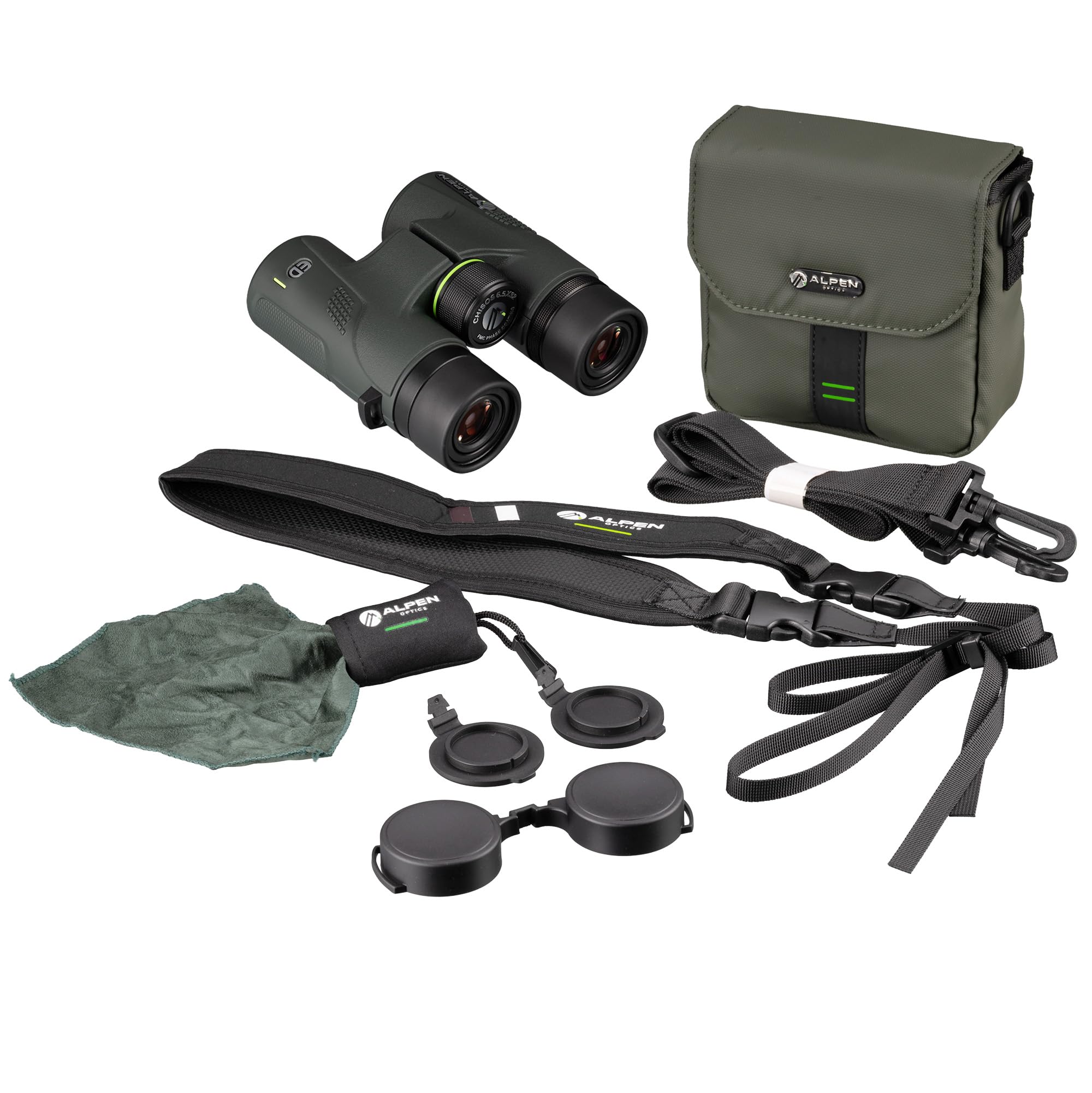 Alpen Optics Chisos Binocolo da caccia 6,5x32 impermeabile con vetro ED | Ingrandimento 6,5x, compatto e leggero, per portatori di occhiali, rivestimento di fase PXA, trattamento multistrato
