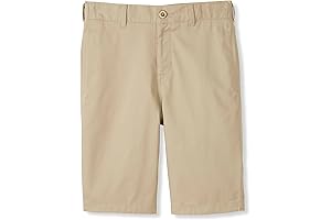 Adjustable Waist Stretch Flat Front Shorts for Boys' School Uniforms