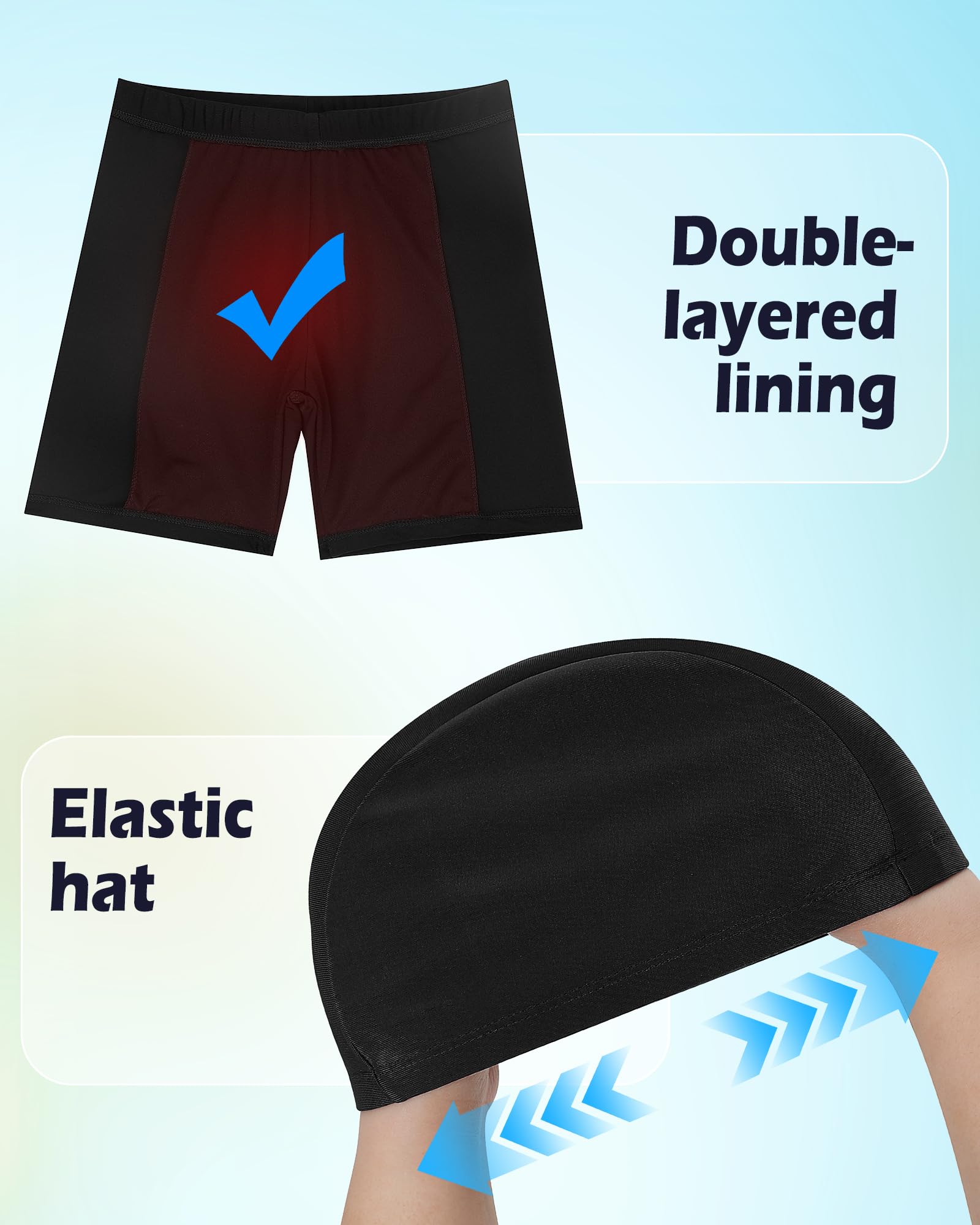 KAKU NANU Badeset für Jungen (110–158) 3-teilig Kurzarm Rashguard Shirt mit Badeshorts & Badekappe Sonnenschutz Schwimmbekleidung für Kinder Schnelltrocknend