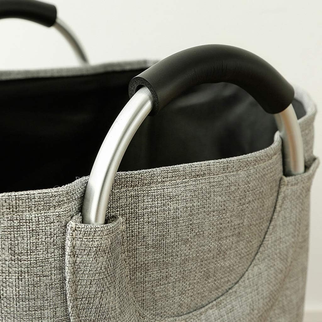 Aluminum Clothes Storage Bag Sorter Bin Storage Basket Foldable Laundry Handbag Foldable Linen Laundry Hamper Basket (Color : Beige) (Gray)