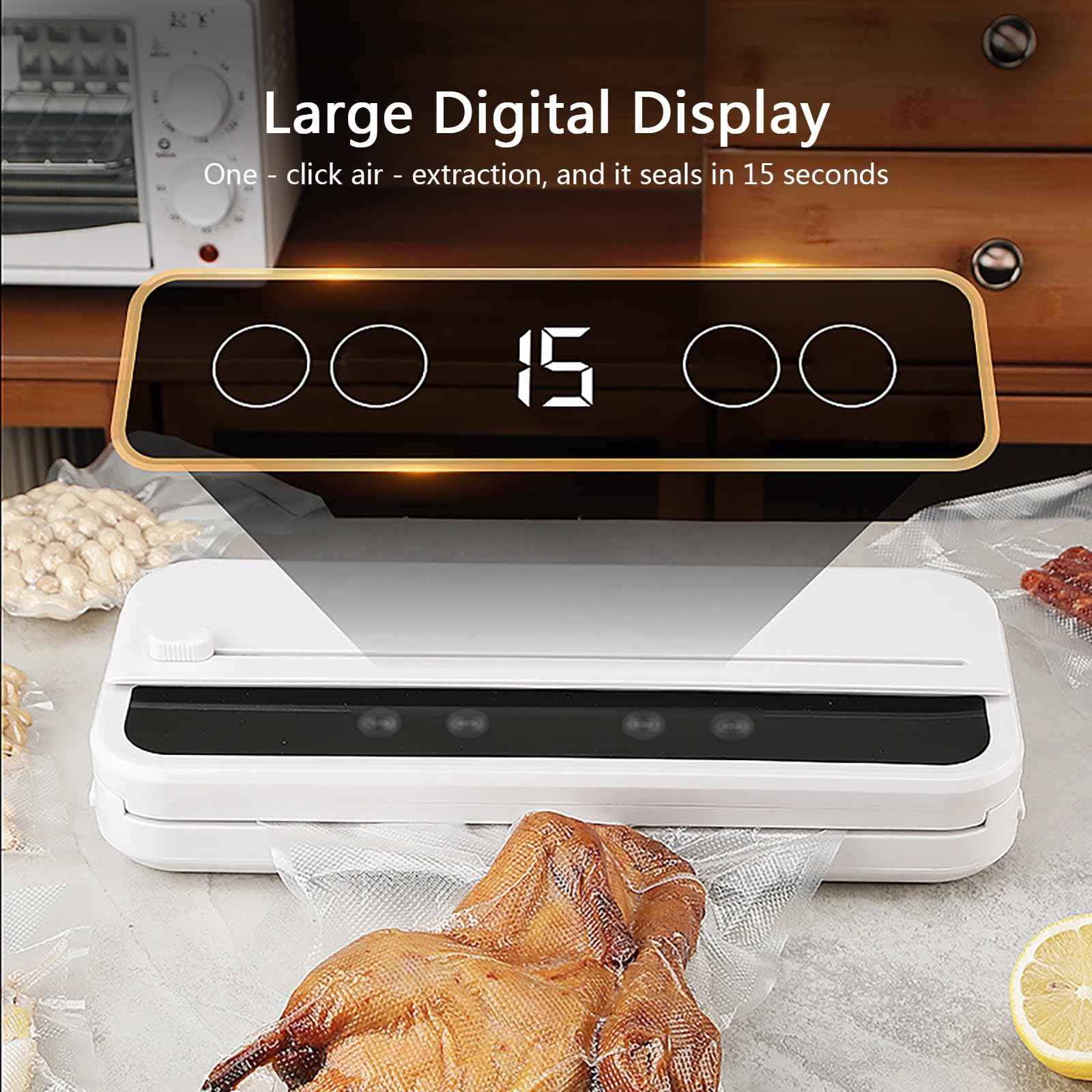 Portable Vacuum Sealer Machine, Automatic Food Sealer with Built - in Cutter, Dry/Wet Modes, Compact Vacuum Sealer for Food Preservation, Sous Vide & Meal Prep