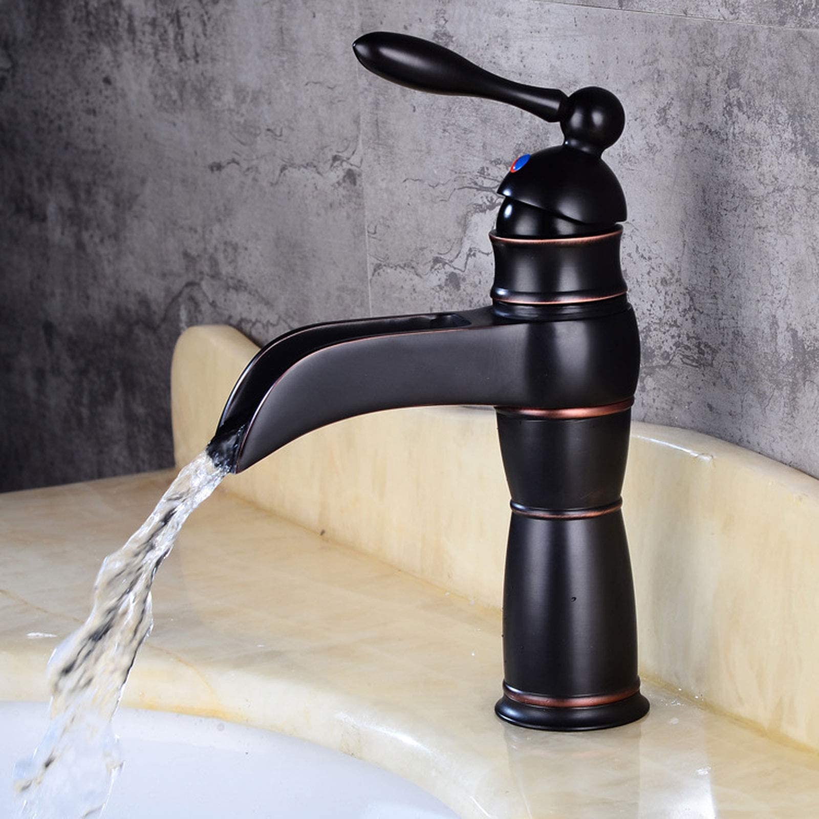 Mitigeur Cascade de Salle de Bain Robinet Lavabo Rétro Chaud Froid