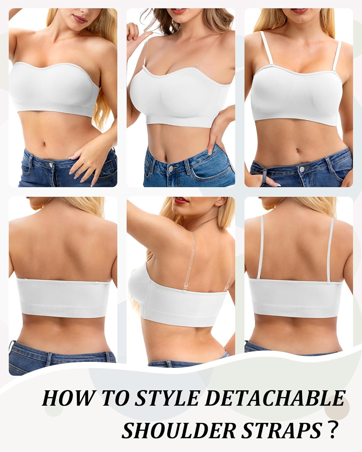 Strapless Bras for Women, Wireless Push Up Non-Slip Bandeau Bra, Padded Tube Top Everyday Bralette - Image 6