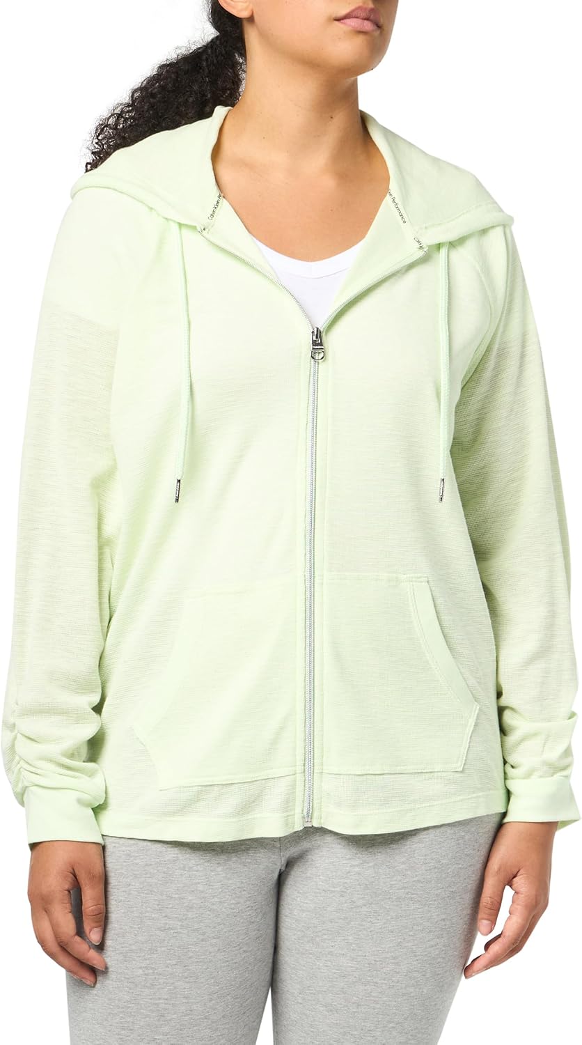Calvin Klein Performance womens Ruched Long Sleeve Zip Front Hoodie