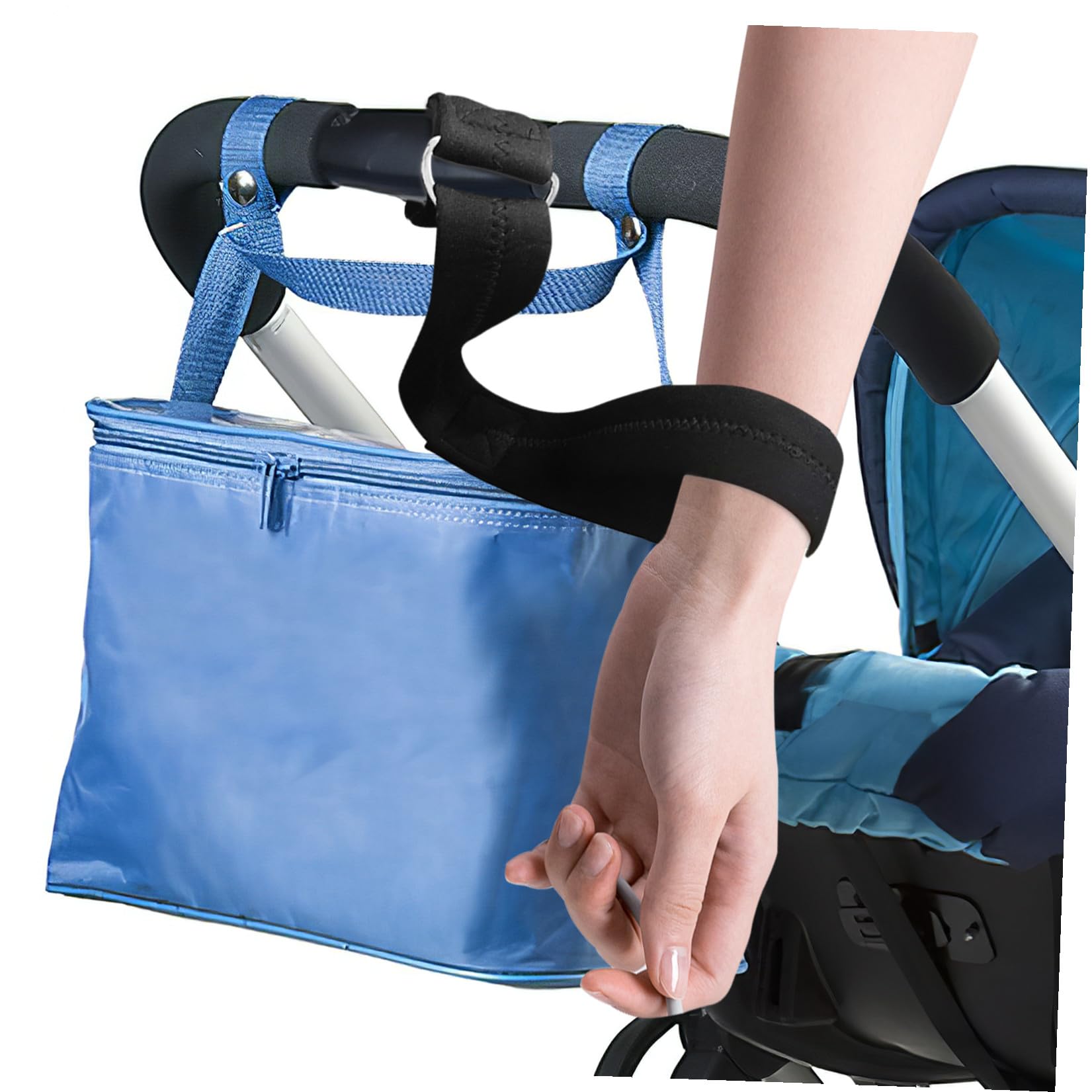 Braccialetto di Sicurezza per Passeggino, Cinturino Polso Nero in Neoprene | Carrello Spesa e Pushchair, Fascia Antiscivolo, Supporto di Sicurezza, Accessorio Compatto