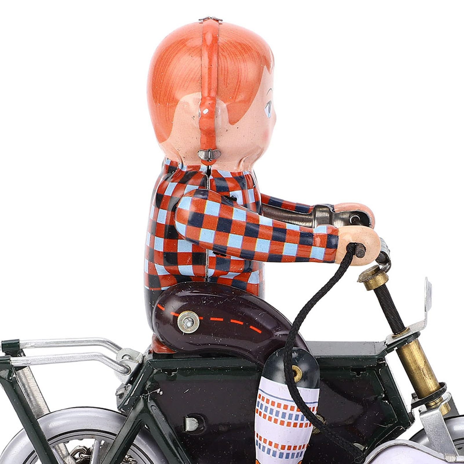 Alomejor Retro chłopiec mechanizm zegarowy zabawka jeździectwo rower prowadzi psa na polowanie, ręcznie robiona blaszana zabawka do kolekcji, dekoracja domu