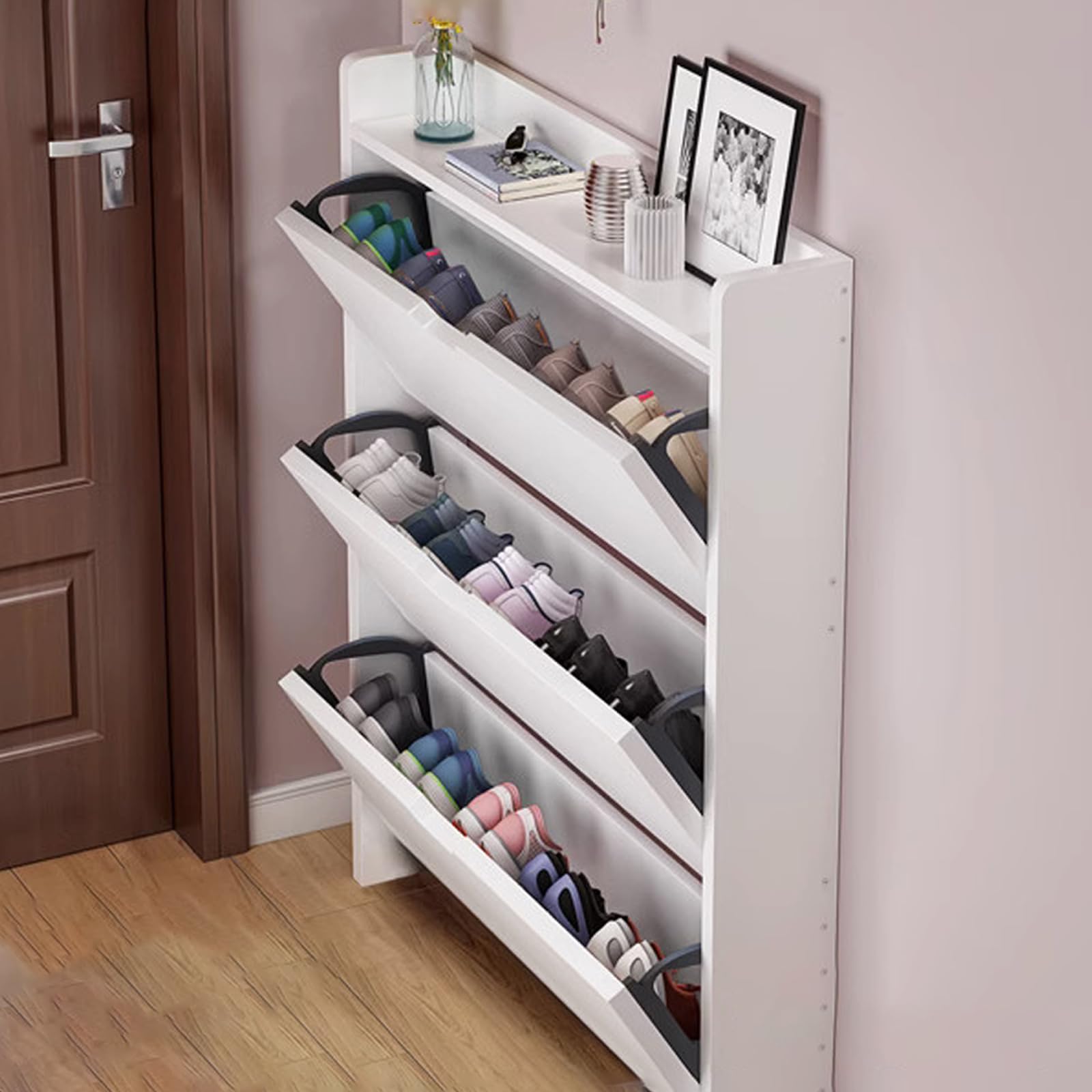 Wall Mounted Shoe Cabinet Metal Shoe Storage Cabinet With Flip