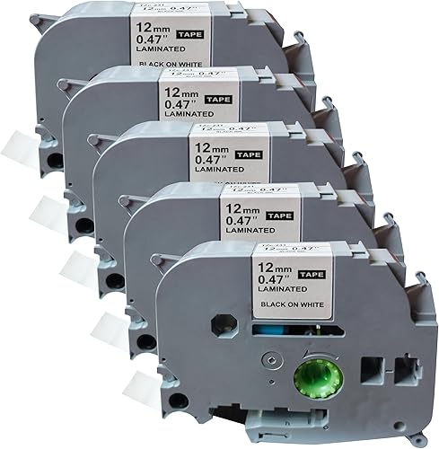Miniatura 1 de NEOUZA Cartucho de cinta de etiquetas TZE TZ laminadas, de 1532 x 1516 pulgadas, compatible para Brother P-Touch (paquete de 5), TZe-231 Negro en