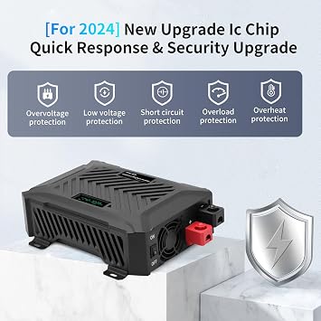 DATOUBOSS Inverter 12V/24V DC to 240V AC Dual voltage 1500W/3000W Rated Power, Peak Power 3000W/6000W Pure Sine Wave Inverter Power Converter with 2 UK Sockets, USB Port and LCD Display for Off-grid
