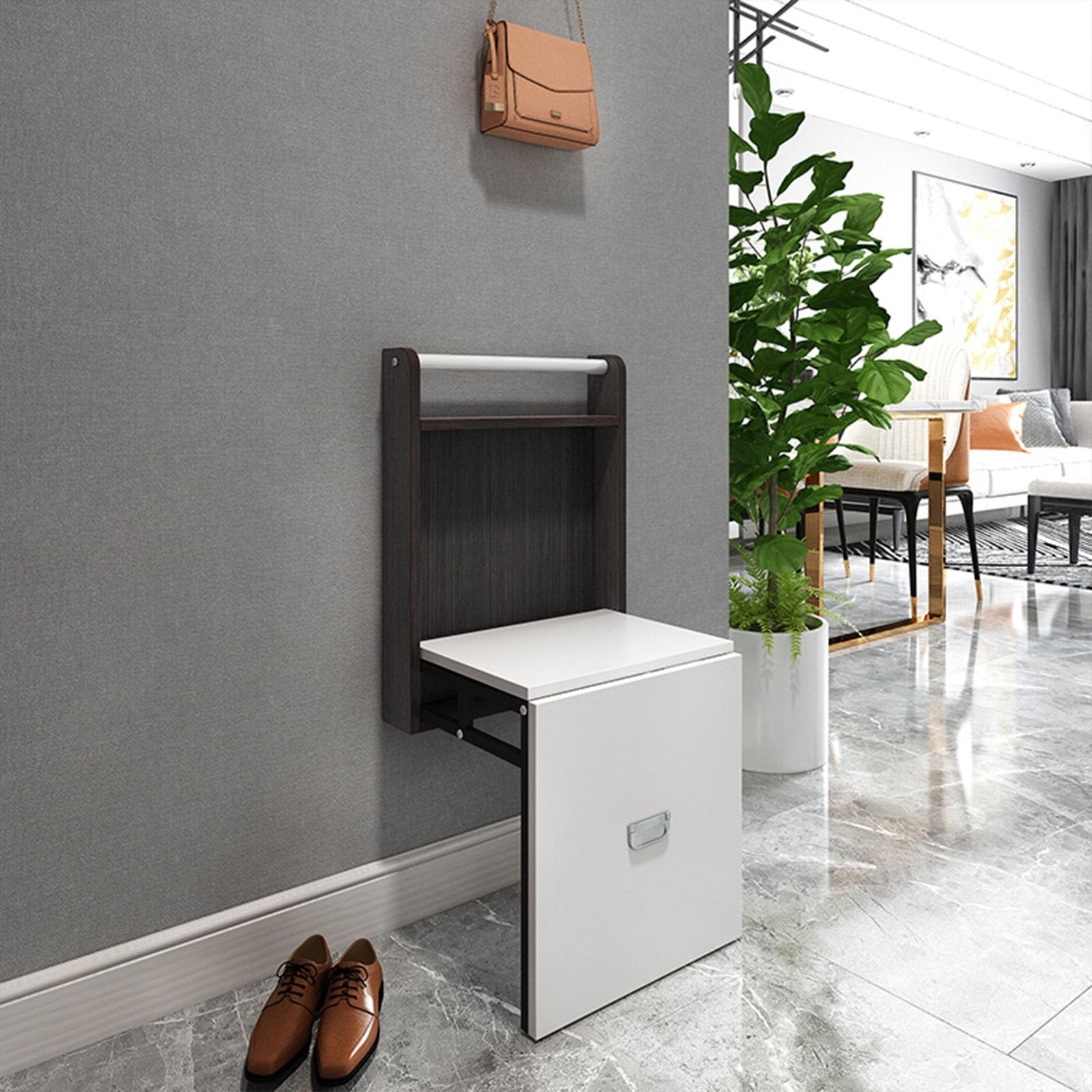 Taburete plegable de pared con diseño oculto ahorra espacio y soporta 330 libras