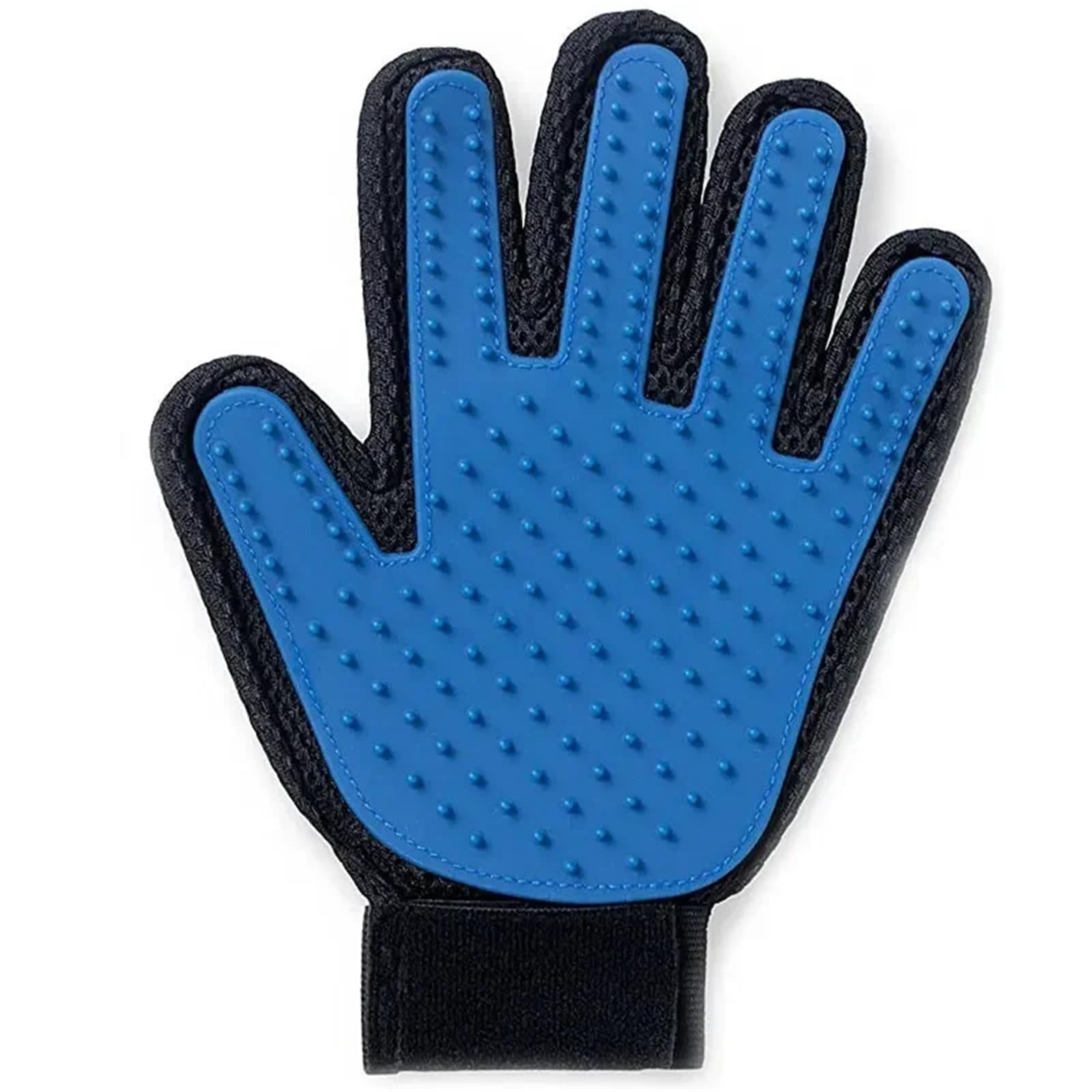 Guantes de silicona para mascotas para perros y gatos, cepillo para el pelo y guantes de peine para baño (azul izquierdo, 1 unidad)