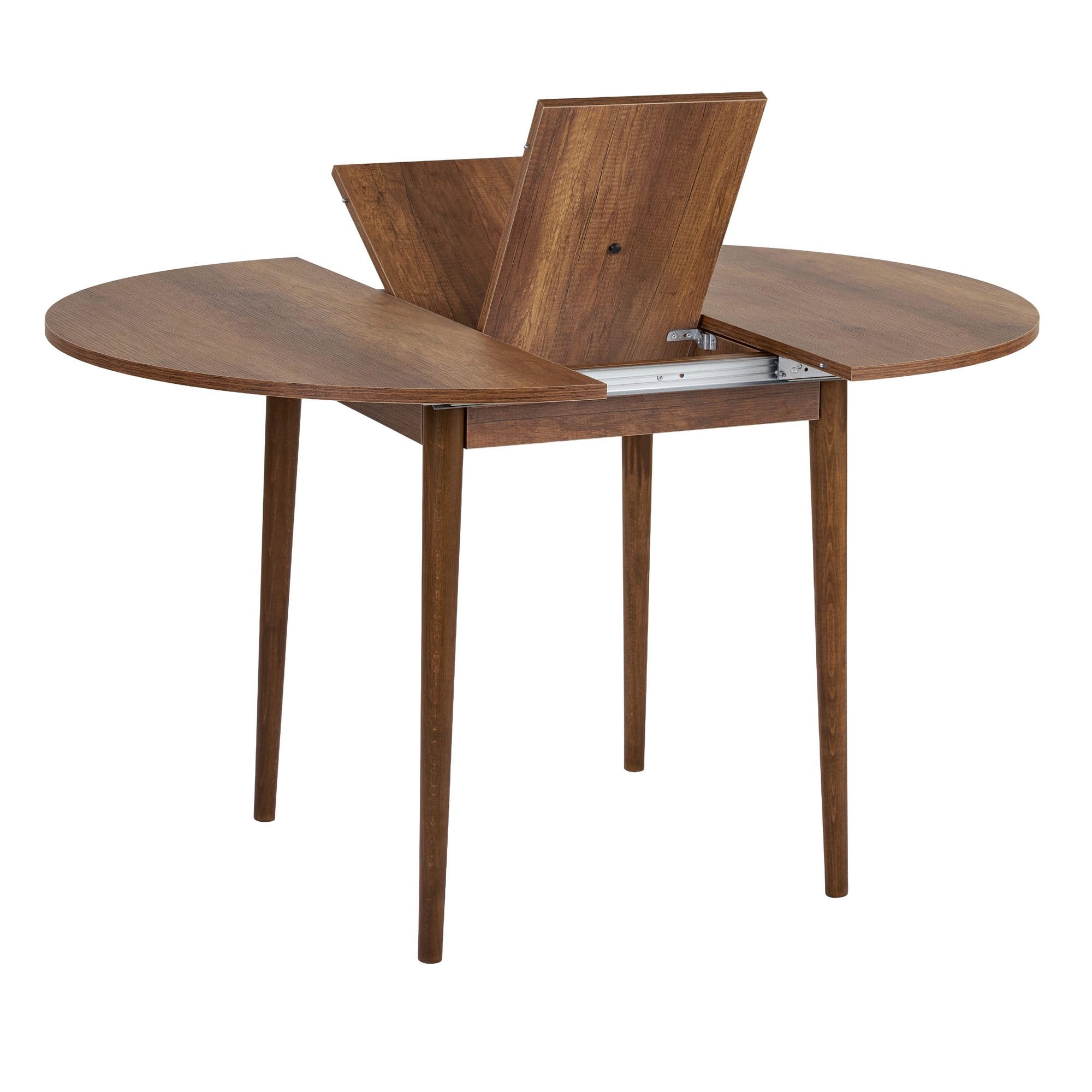 Ausziehbarer Esstisch, Barok Walnut, 100 x 100 cm (offen: 131 cm) | 100% melaminbeschichtete Spanplatte, 18 mm dick, robuste Holzbeine | perfekt für Moderne Esszimmer & Familientreffen