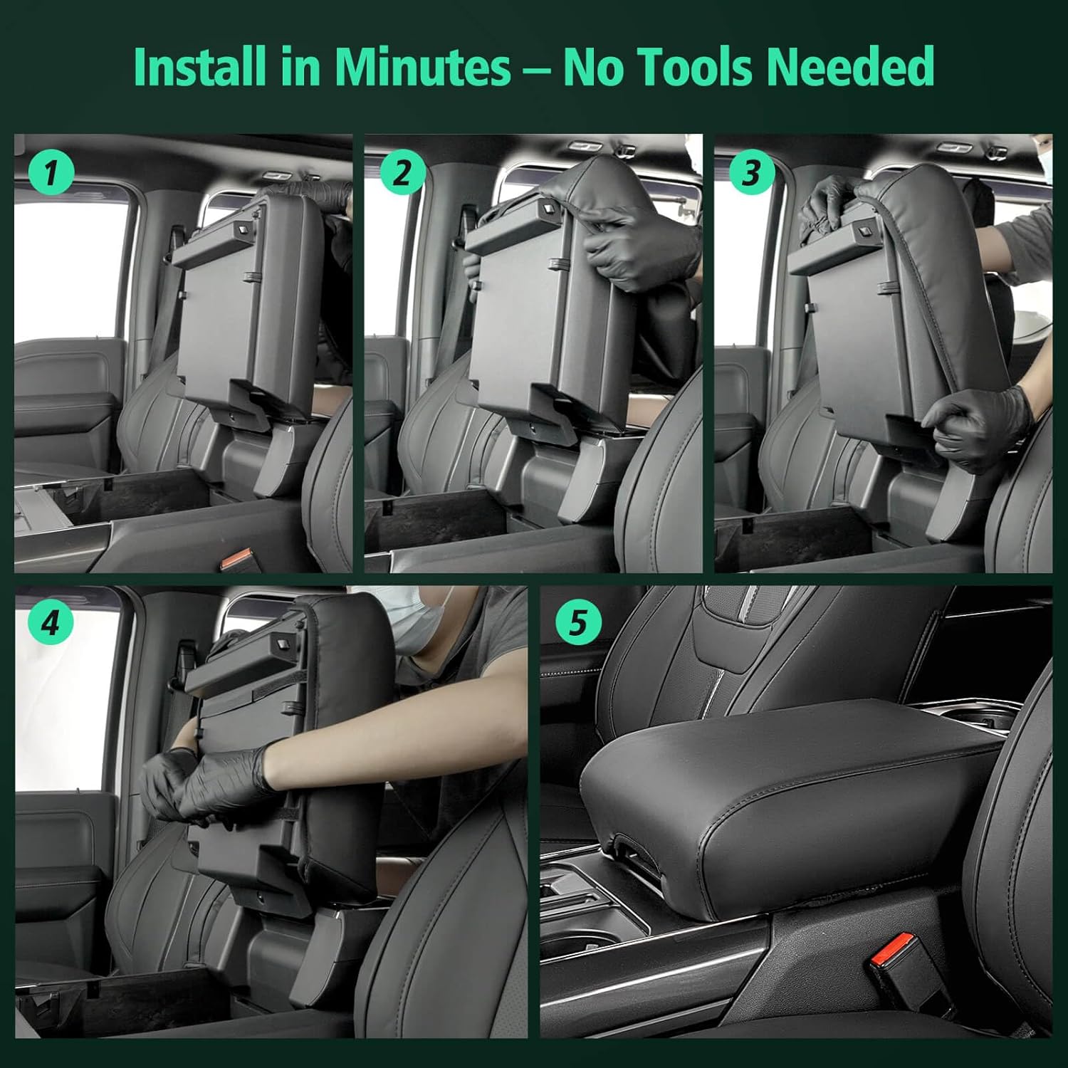 DiffCar® Console Center Cover for Ford F150: 2021-2026(Bucket Seat Console Only), Faux Nappa Leather Armrest Protector for F-150 Truck Interior, Car Accessories for F 150 2021 2022 2023 2024 2025 2026
