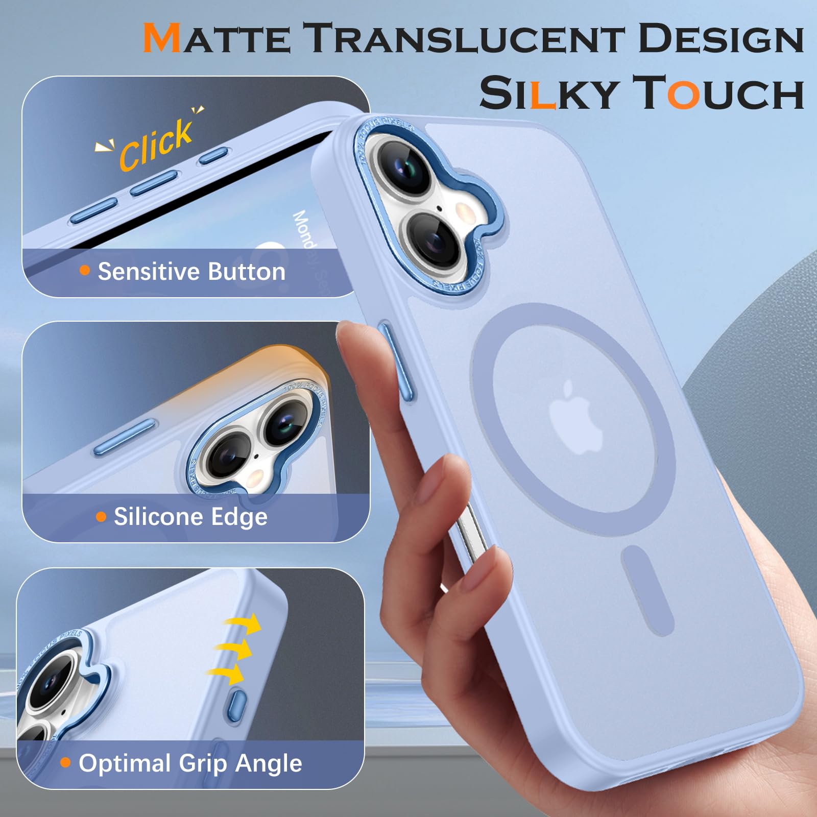 Coque Magnétique Pour IPhone 17 Pro Max - Compatible MagSafe, Support Intégré, Protection Antichoc - Couleur Orange Mat - 4