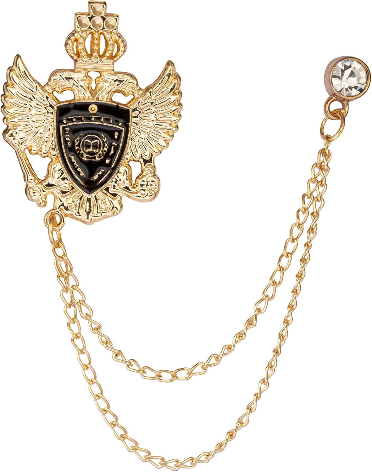 Lapel Pin Brooch Double Headed Eagle, Shield and Crown