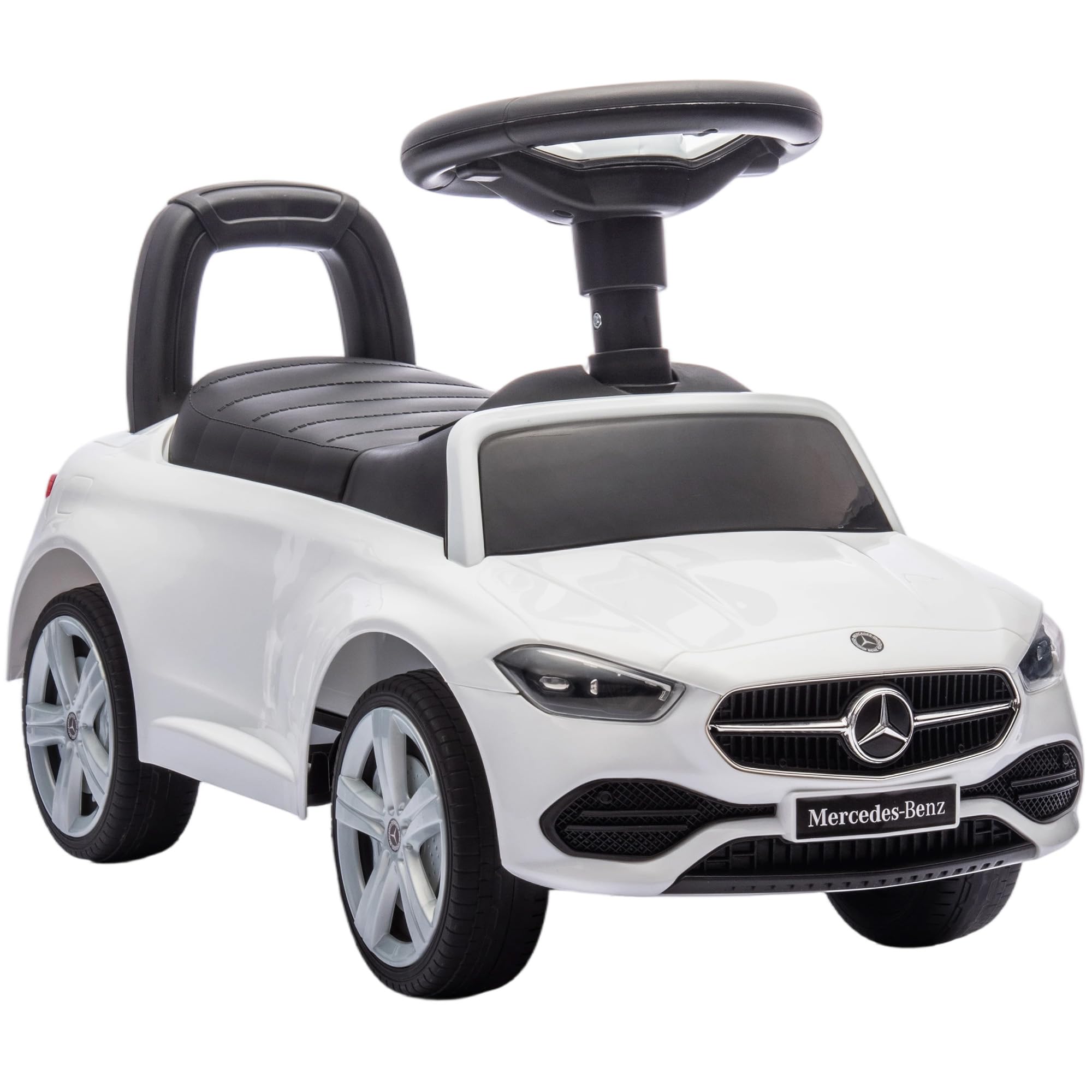 AIYAPLAY Mercedes-Benz C-Class Rutschauto, Rutschfahrzeug mit Hupe, Motorgeräuschen, Kinderfahrzeug mit Stauraum unter dem Sitz, für Kinder von 18-36 Monaten, Weiß