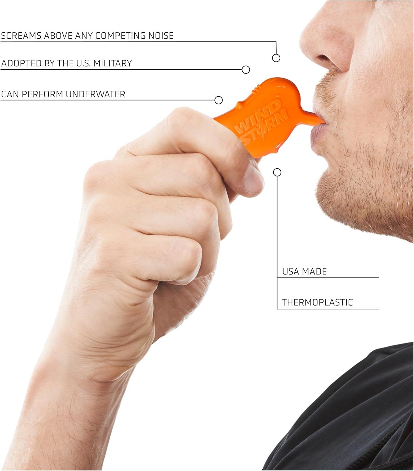 Markwort Windstorm Whistle- International Retail Blister Card, Orange
