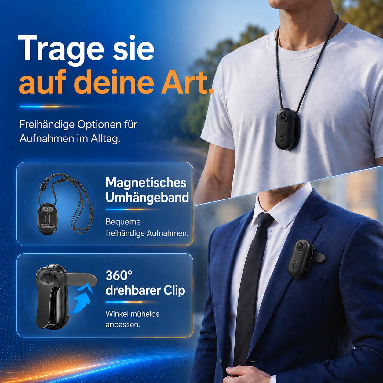 H88 4K Körperkameras mit Audio- und Videoaufnahme, wasserdichte Körperkamera 4K, magnetisch & 360° Clip, 120-min-Akku für Radfahren, Haustierwandern (4K-Pro-64G)