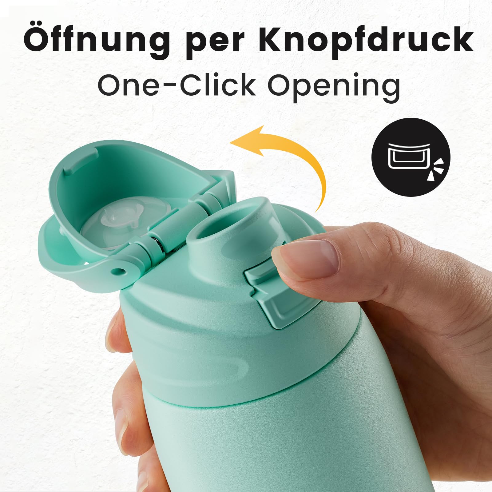 Fjbottle Botella Acero Inoxidable Térmica 1L/750ml – Botella Deportiva 24H Frío 12H Calor, Sin BPA, Apertura con Botón, Hermética, Apta Lavavajillas - 4