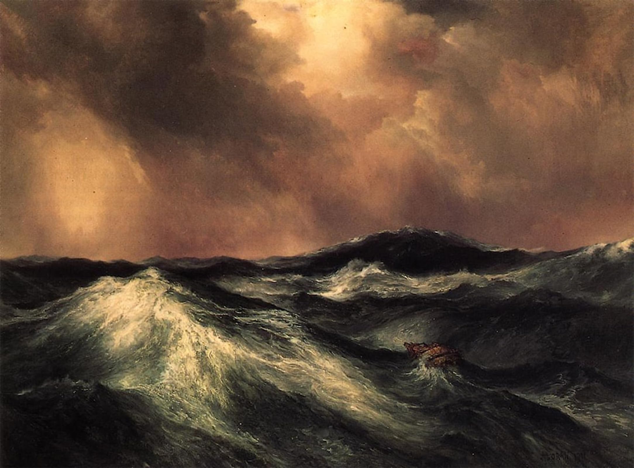 SERENDIPITP Vintage Picture Print on Canvas Wall Art Poster the Angry Sea by Thomas Moran Artwork Print Poster for Wall Decor 60x90cm
