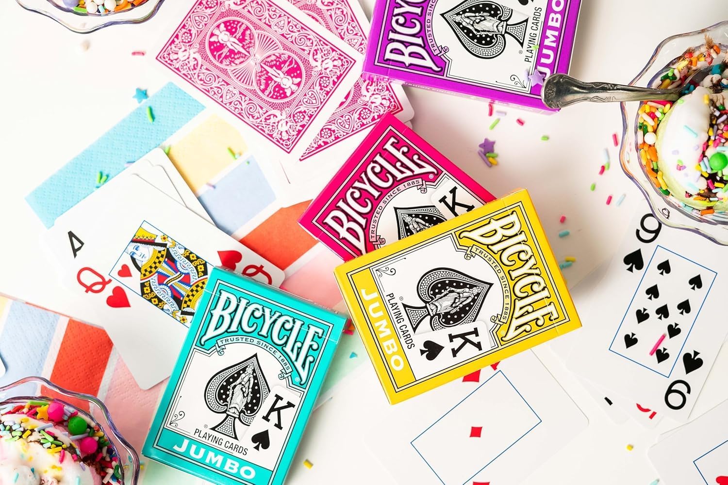 Bicycle Games Bundle - Nertz, Pokeno, Color Addict - 3 Fast-Paced Family Game Night Playing Card Games for Kids and Adults