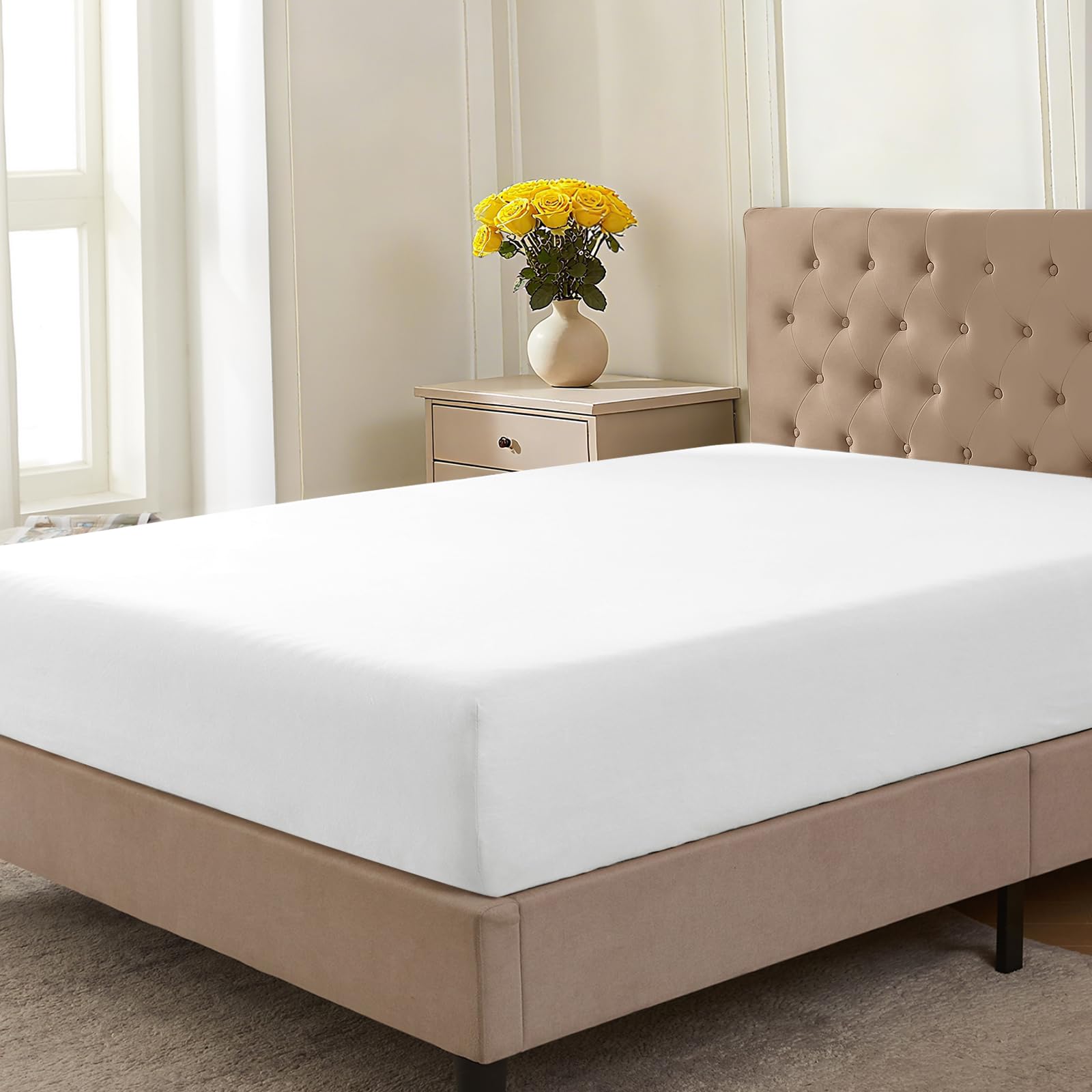 CELESTA Spannbettlaken 90x200cm 100% Baumwolle, Oeko-TEX Zertifiziert Jersey Spannbetttuch 90x200, Matratzenhöhe bis 30 cm für Boxspringbett, Weiß Weiβ 90x200cm