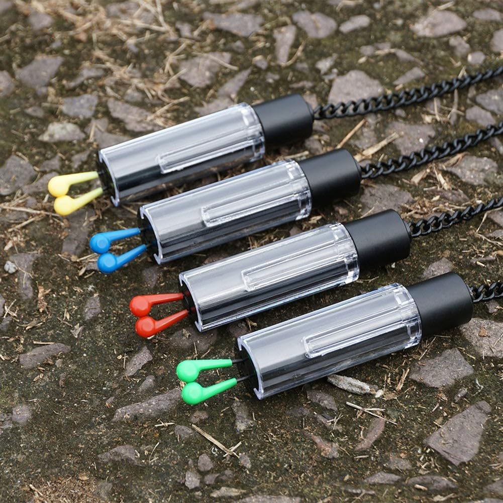 Indicatori LED per pesca alla carpa con catena in metallo morbido e tubi fluorescenti per pesca notturna, set verde blu rosso giallo