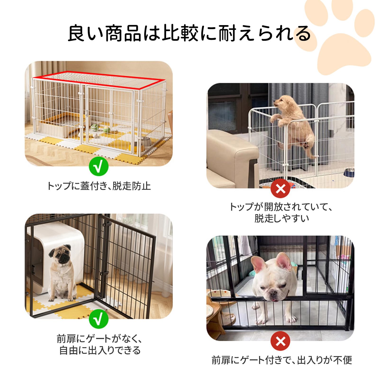 Amazon.co.jp: ペットサークル【屋根付き】犬用ケージ 猫 ペット