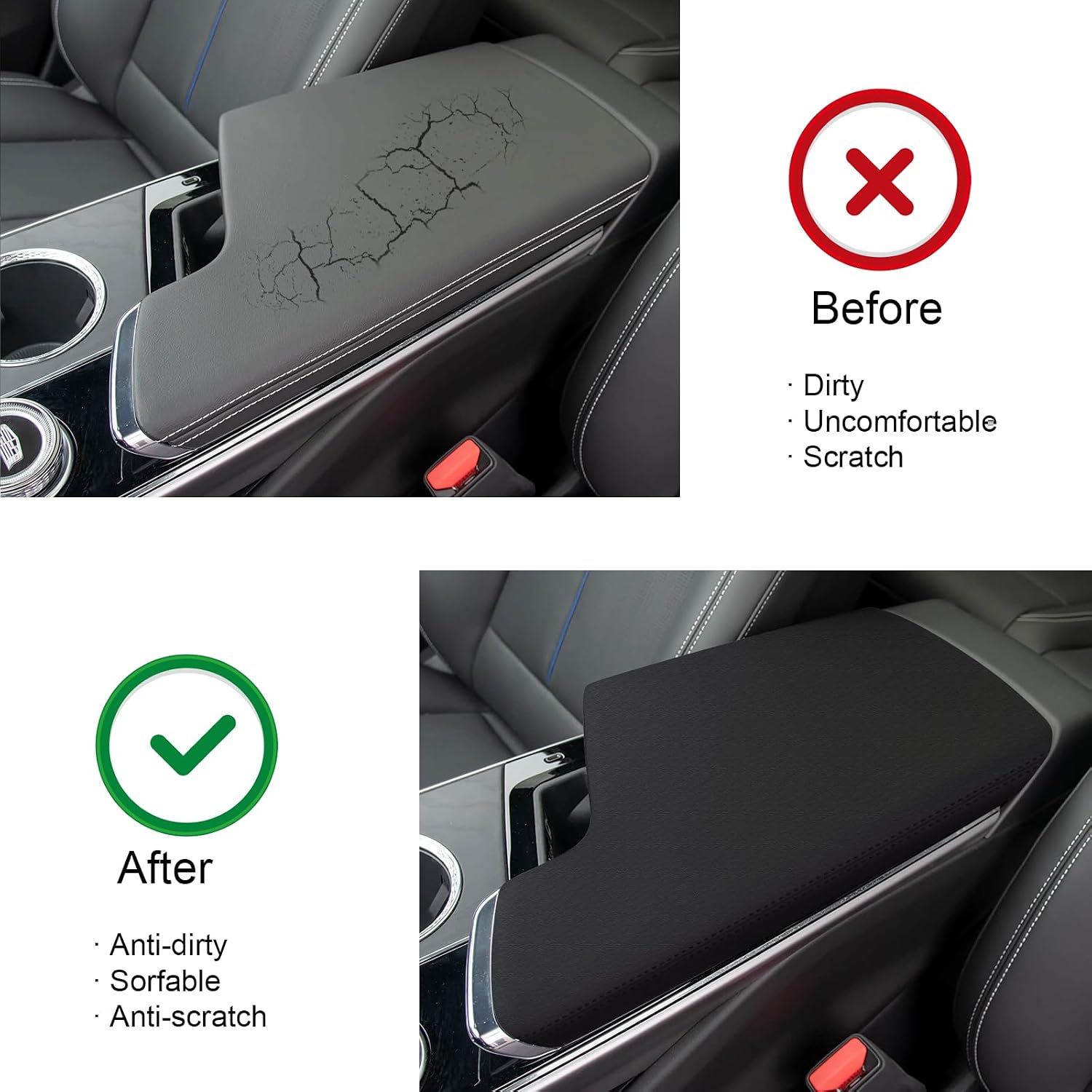 for Cadillac Lyriq Center Console Armrest Case Cover 2024-2026 (Black) Armrest Cover Scratch and Water Resistant for Cadillac Lyriq Armrest Case Cover
