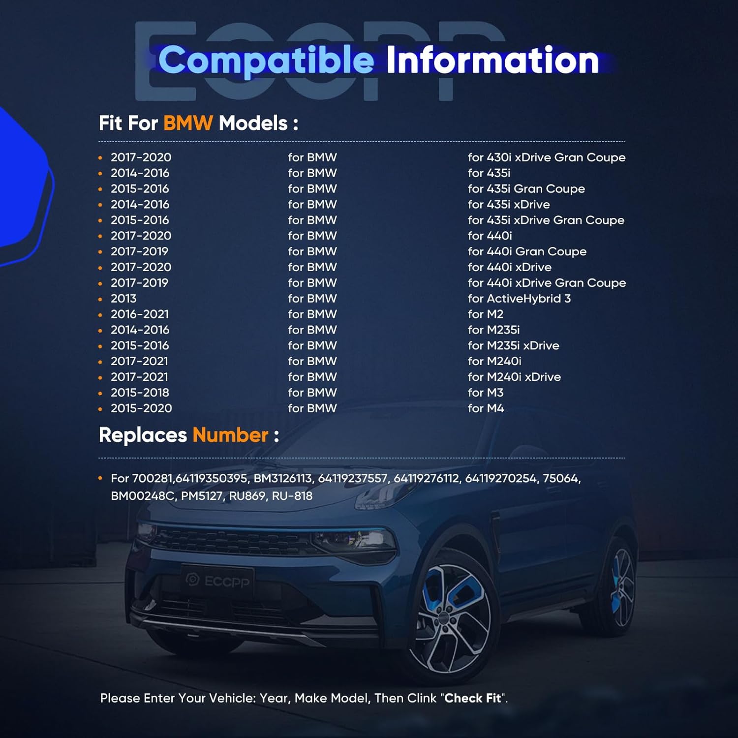 ECCPP AC Blower Motor Fit for 2014-2016 BMW 228i/2015 2016 228i xDrive/2017-2021 M240i xDrive/15 16 17 2018 M3/2015-2020 for BMW M4 HVAC Heater Blower Motor Replacement 700281, 64119350395, BM3126113