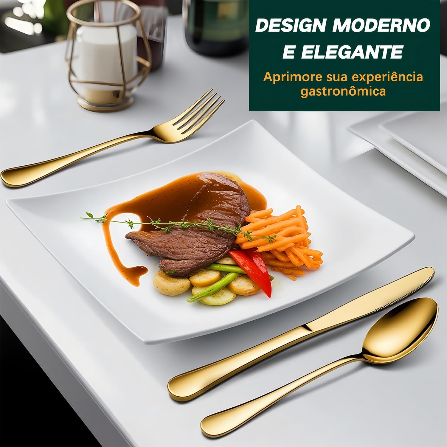 Conjunto de Talheres 30 Peças Aço Inoxidável Premium - 6 Facas, 6 Garfos, 6 Colheres, 6 Garfos Salada, 6 Colheres Chá - Presente Elegante para Casa/Restaurante - Polido e Espelhado - Dishwasher Safe Conjunto de Talheres 30 Peças Aço Inoxidável Premium - 6 Facas, 6 Garfos, 6 Colheres, 6 Garfos Salada, 6 Colheres Chá - Presente Elegante para Casa/Restaurante - Polido e Espelhado - Dishwasher Safe