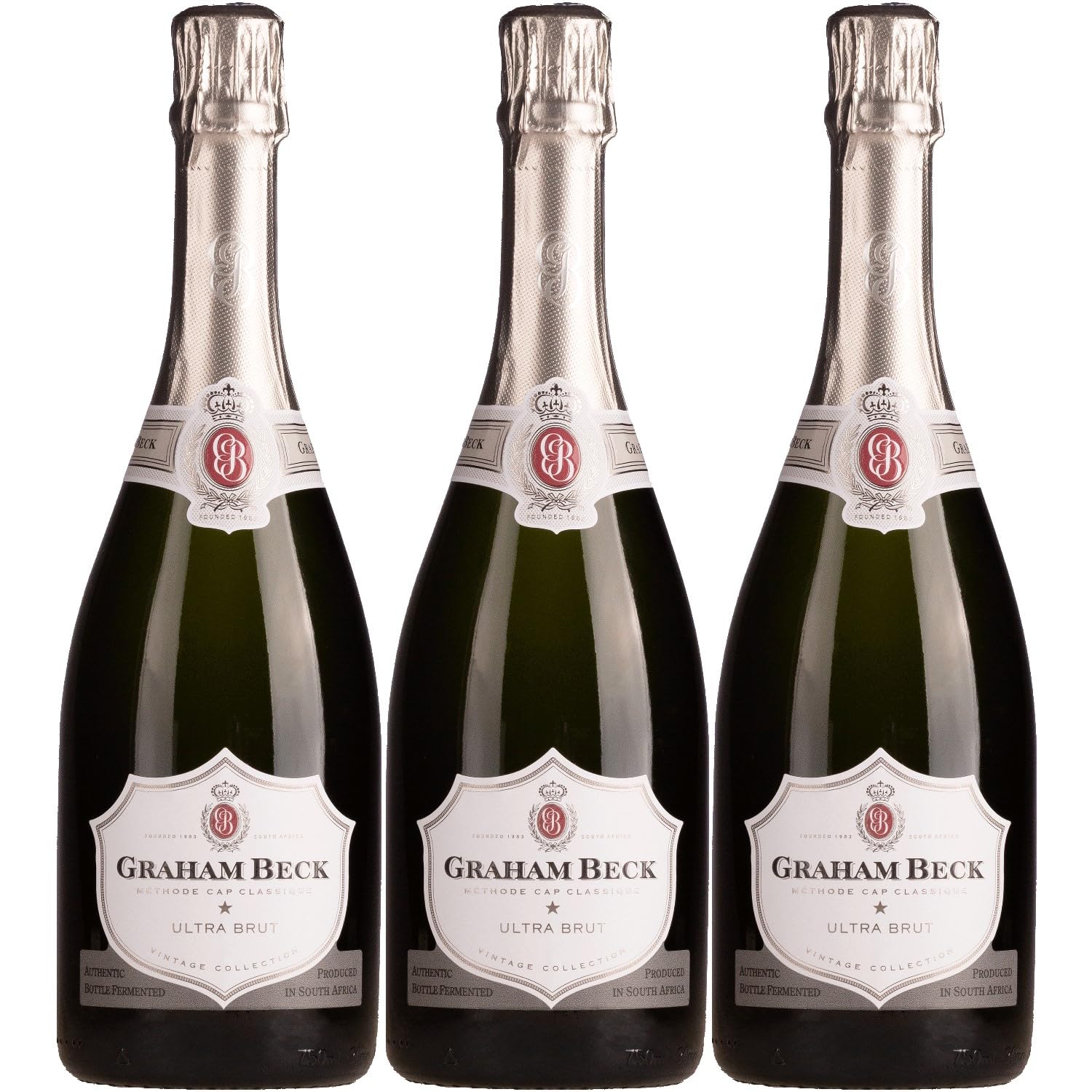Graham Beck Cap Classique MCC Ultra Brut Zero Dosage Vintage Schaumwein weiß Südafrika inkl. FeinWert E-Book (3 x 0,75l)