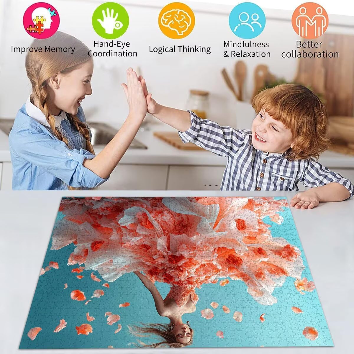 Puzzle Erwachsene 2000 Teile Frau Blume Educa Jigsaw für Kinder ab 8 Jahren Mädchen Jungen, Erwachsene Impossible Klassische Puzzles Schwer, Anspruchsvoll Spielspaß, Als Familienspiel 70x99cm t-810