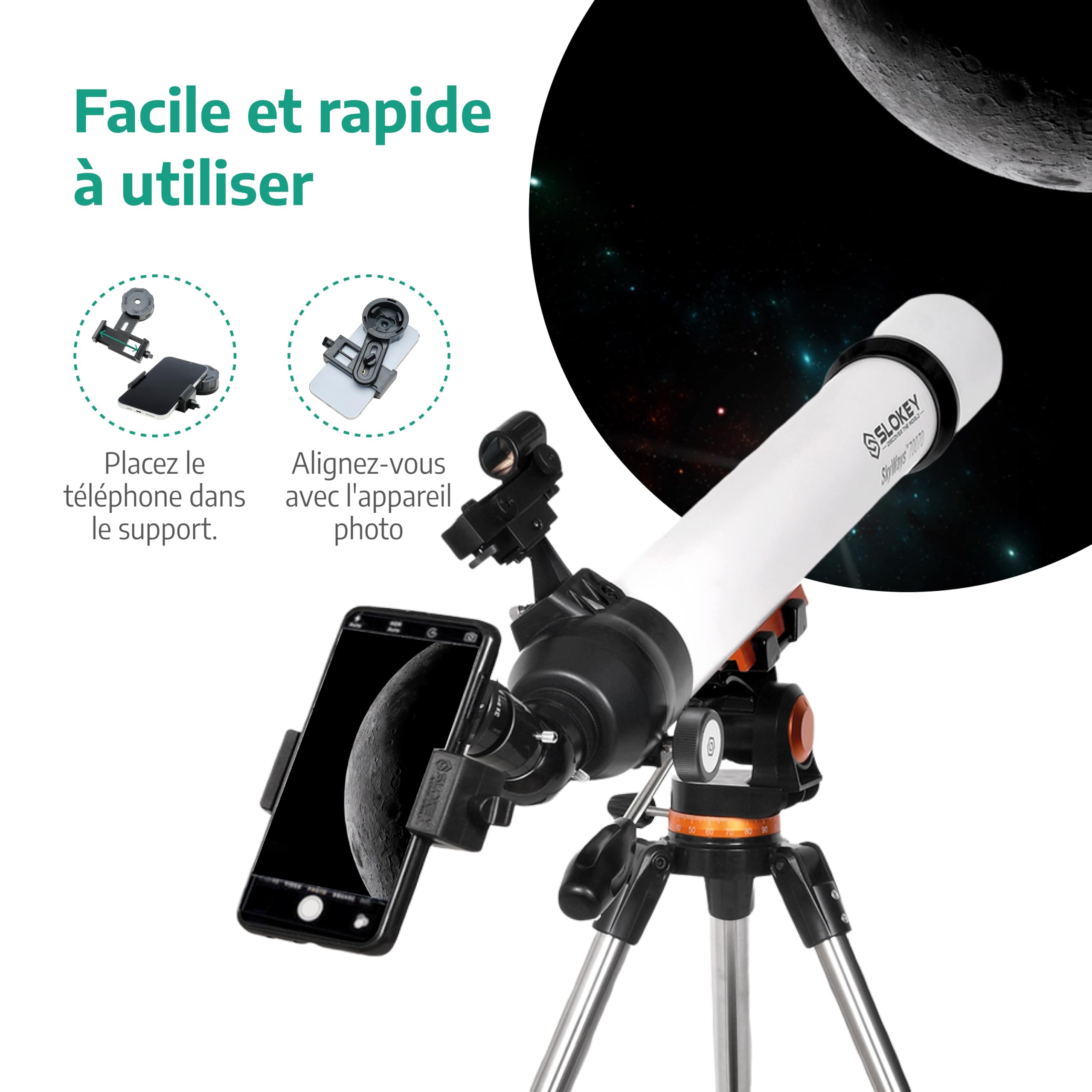 Télescope Astronomique Professionnel 28x-210x Portable pour Enfants et Débutants