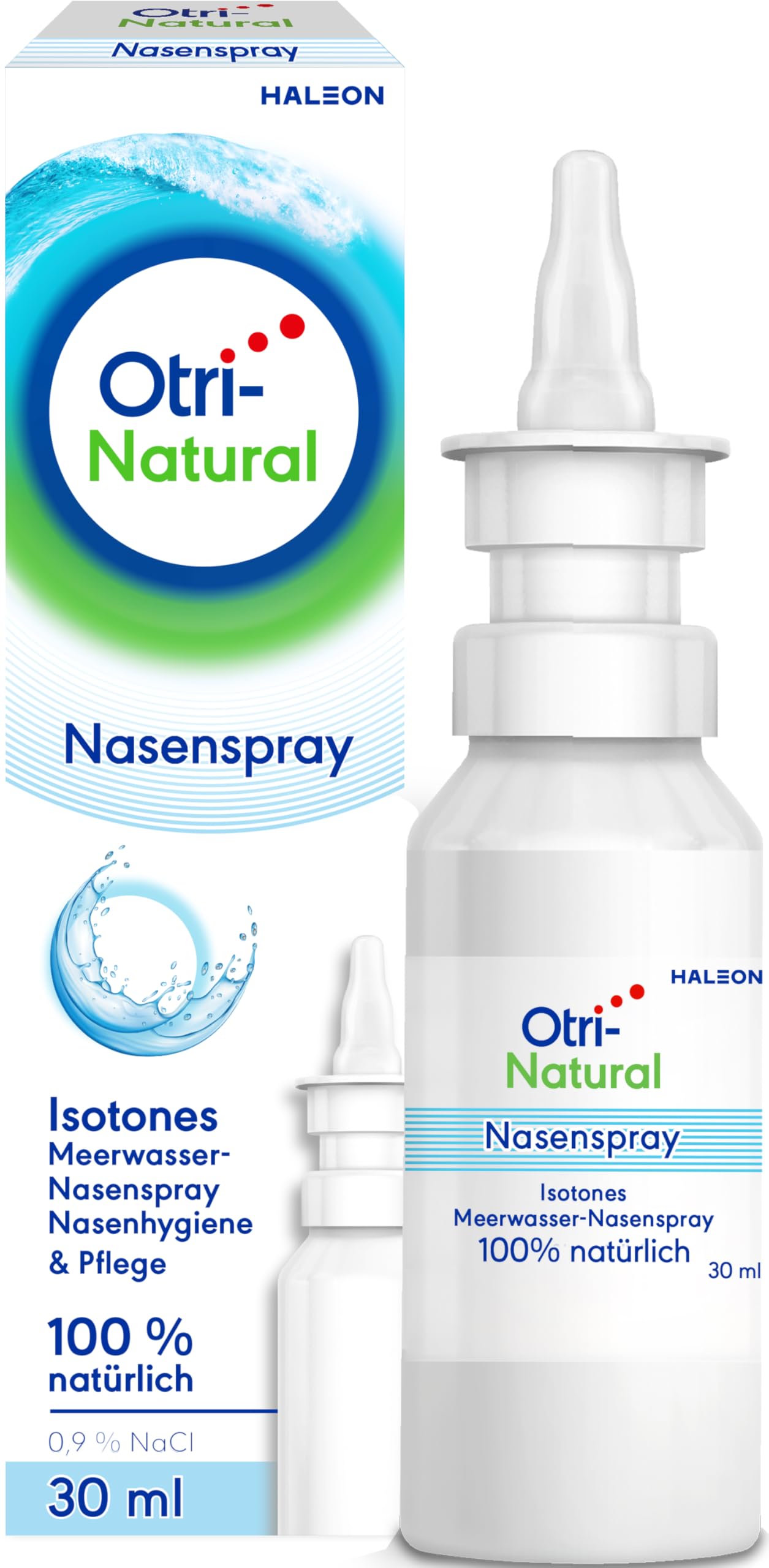 OtriNatural Isotones Meerwasser Nasenspray, 100% natürlich, Nasenhygiene & Pflege, reinigt & befeuchtet Nasennebenhöhlen, aus der Otriven Familie, 0,9% Natriumchlorid, 30 ml