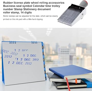 Number Roller Stamps | Changeable Number Stamp Date Stamp Personalized Number Symbol Rolling Wheel Stamp,Multi-Function Rubber Scrapbooking Roller Stationery Office Changeable Stamps,14 Digits