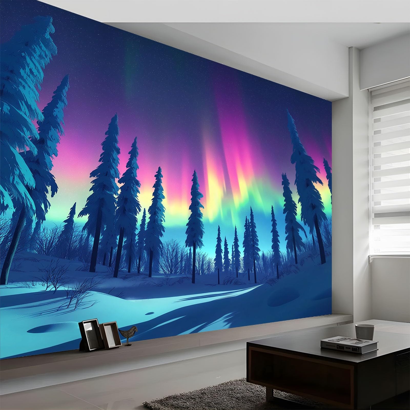 Tapeta 3D fototapeta fotografia zorza polarna 400 x 280 cm tapeta z włókniny tapety ścienne obrazy ścienne 3D do salonu sypialni tapeta z włókniny